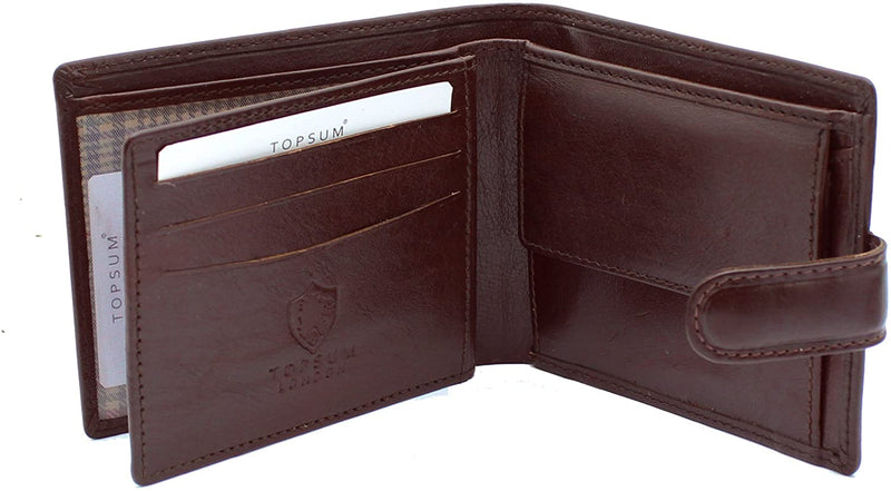 Topsum London Men Designer Leather Wallet RFID Blocking Mans Wallets Credit Card Holder Coin Pocket Purse with Gift Box 4006