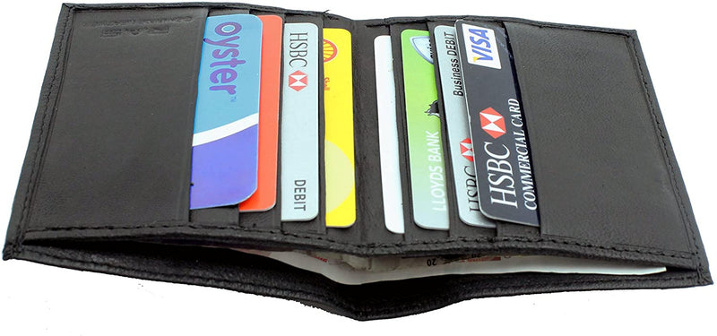 RAS Mens RFID Blocking Real Leather Ultra Slim Bifold Wallet 8 Card Holder 122