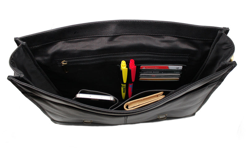 STARHIDE 15.5" Laptop Genuine VT Leather Top Handle Shoulder Messenger Travel Bag Adjustable Strap 525 Black
