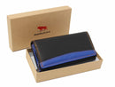 Morucha Black Blue Clutch Wallet For Women Genuine Leather RFID Blocking High Capacity Cardholder M10