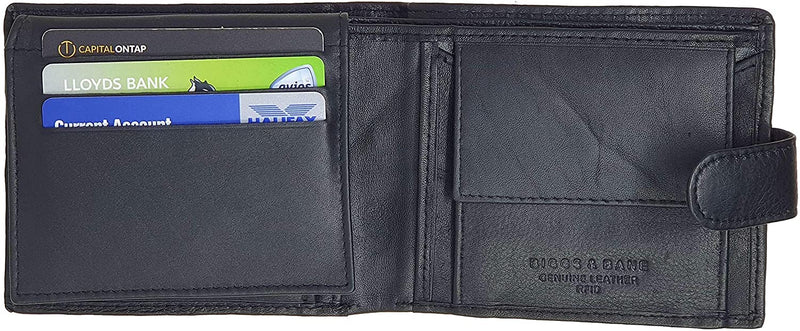 Man Wallet 100% Leather RFID Safe Contactless Card Blocking ID Protection Coin Wallet for Mens BB40