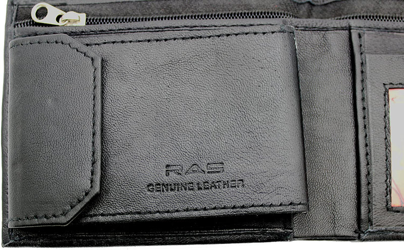 RAS WALLETS Mens RFID Blocking Leather Wallet with Multiple Credit Card Slots and Id Window 64 Black