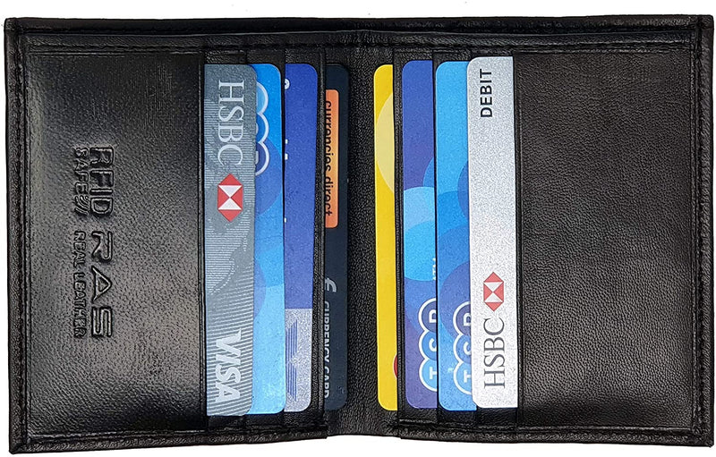 RAS Mens RFID Safe Soft Genuine Leather Credit Card and Banknote Pocket Slimline Wallet 122