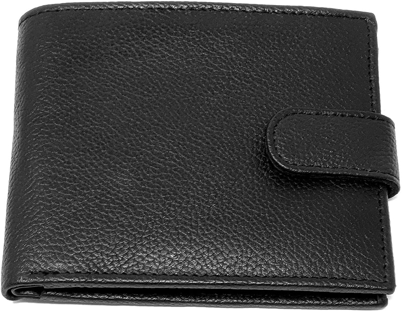 Gents Black RFID Wallet Genuine Leather Slim Bifold Style Zip Coin Pocket Cardholder Wallets Purse BB37