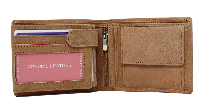 MORUCHA Mens RFID Blocking Real Distressed Hunter Leather Passcase Wallet M55 Tan