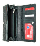 STARHIDE Women Embossed Floral Purse Real Distressed Hunter Leather RFID Blocking Clutch Wallet 5575