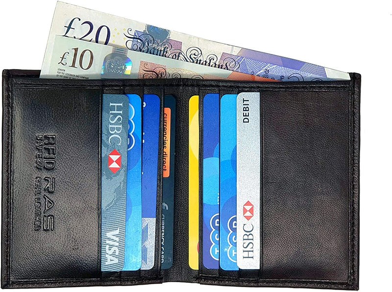 RAS Mens RFID Safe Soft Genuine Leather Credit Card and Banknote Pocket Slimline Wallet 122