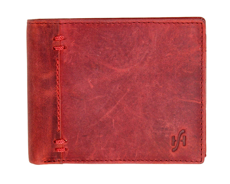 STARHIDE Genuine Distressed Hunter Leather RFID Blocking Coin Pocket Wallet For Men 1055