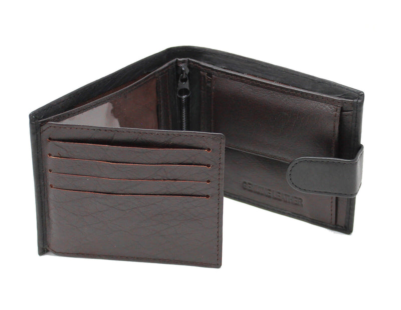 Mens Black Brown Soft Genuine Leather Bifold Wallet LG6