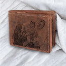 Personalised Photo Wallet For Men, RFID Blocking Custom Engraved Real Distressed Hunter Leather Purse, Coin Pocket Wallet, Best Gift Men