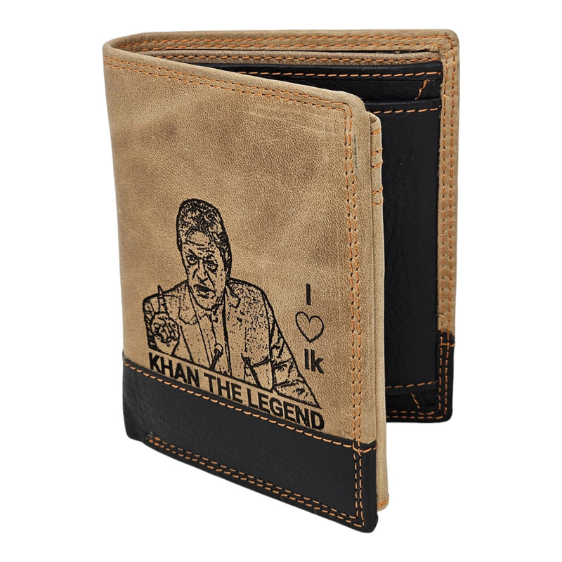 Khan The Legend Leather Wallet | RFID Blocking Mens Wallet (Tan Black