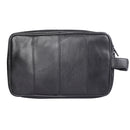 RAS WALLETS Mens Genuine Leather Travel Overnight Wash Gym Toiletry Shaving Bag 3510 Black