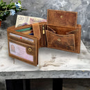 Personalised Photo Wallet For Men, RFID Blocking Custom Engraved Real Distressed Hunter Leather Purse, Coin Pocket Wallet, Best Gift Men