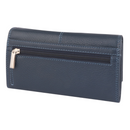 Morucha Ladies Soft Genuine Leather Flap Over Purse, Antitheft RFID Protection, Clutch Wallet (Navy Blue)