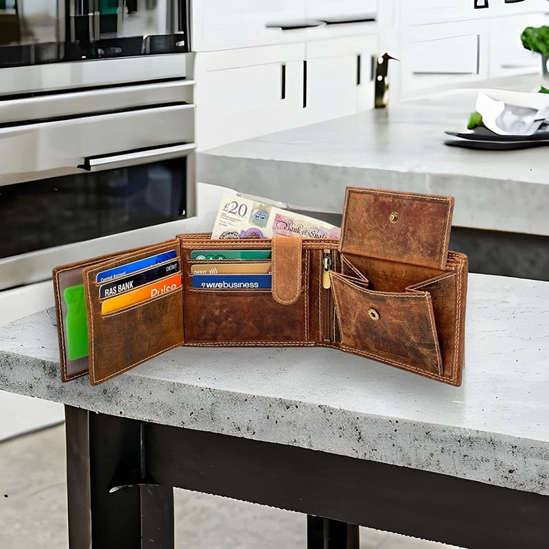Personalized Leather Wallet, Bifold Brown Real Leather Wallet, Personalised Custom Engraved Gift for Boyfriend