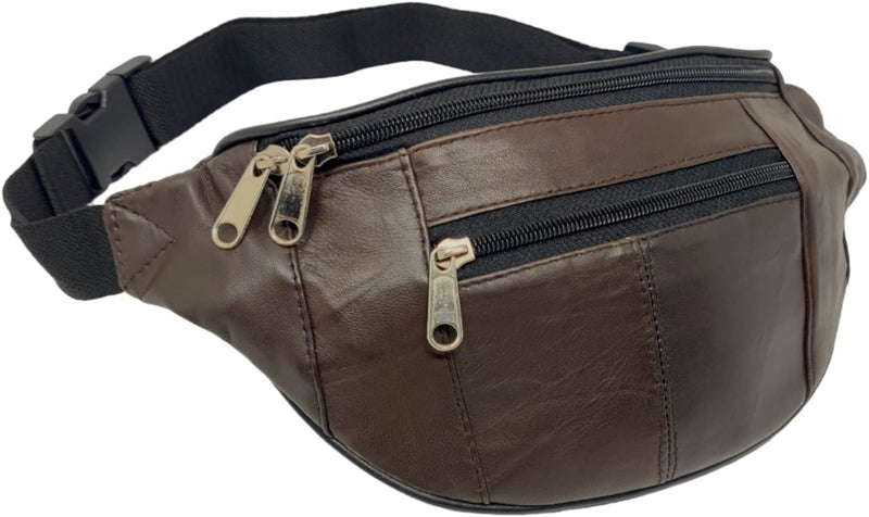 RAS Mens Womens Leather Bum Bag Travel Money Pouch Waist Hip Bag Pouch Passport Holder Adjustable Belt 1013