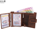 Morucha Unisex Distressed Leather RFID Wallet - Refined Style with Enhanced Security Features  - M105-Dark Brown Hunter