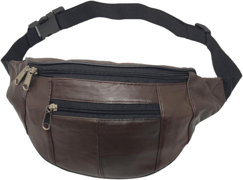 RAS Mens Womens Leather Bum Bag Travel Money Pouch Waist Hip Bag Pouch Passport Holder Adjustable Belt 1013