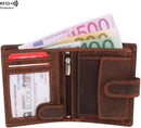 Morucha Unisex Distressed Leather RFID Wallet - Refined Style with Enhanced Security Features  - M105-Dark Brown Hunter