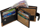 MORUCHA  Wallets for Men UK | Genuine Soft Leather Wallet | Built in RFID Blocking Gift for Him 2015(Black/Tan)