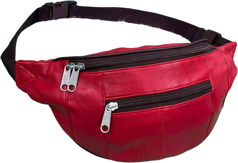 RAS Mens Womens Leather Bum Bag Travel Money Pouch Waist Hip Bag Pouch Passport Holder Adjustable Belt 1013