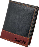 MORUCHA Personalised Wallet Men | Custom Engraved Wallets for Men UK | Genuine Soft Leather Wallet | Built in RFID Blocking | Engraved Gift for Him ENG-2016(Black/Brown)