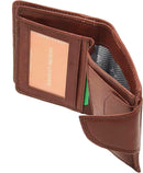 Morucha Mens RFID Blocking Genuine Leather Billfold Wallet with Coin and ID Card Holder Pockets M50 (Brown)