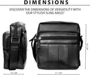 RAS Real Leather Handbag, Cross Body Shoulder Bag, Messenger Bag with 4 Zipped Compartments, Adjustable Single Shoulder Strap for Men’s Women (Black)