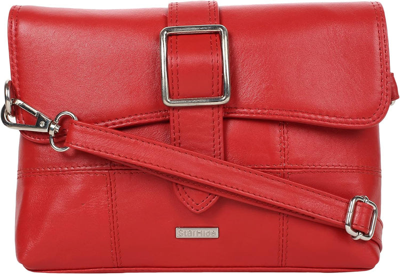 STARHIDE Women's Leather Cross Body Shoulder Bag with Front Buckle Closing Feature 5625
