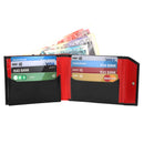 STARHIDE Mens RFID Blocking Genuine Goat Leather Wallet 620 (Black Red)