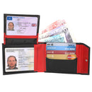 STARHIDE Mens RFID Blocking Genuine Goat Leather Wallet 620 (Black Red)