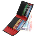 STARHIDE Mens RFID Blocking Genuine Goat Leather Wallet 620 (Black Red)