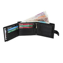 RAS Mens RFID Blocking Leather Passcase Wallet With Multi Card Slots and Coin Pouch 2511 Black