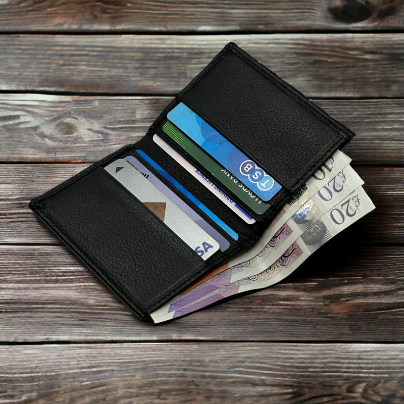 FOXHACKLE Leather Credit Card Holder For Men and Women, Small RFID Blocking Bifold Wallet (With ID Slot, Hunter Coffee Brown) at Men's Clothing store FOXHACKLE Leather Credit Card Holder For Men and Women, Small RFID Blocking Bifold Wallet (With ID Slot, Hunter Coffee Brown) at Men's Clothing store