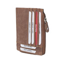 Starhide Mens Women Slim RFID Blocking Genuine Distressed Hunter Leather Credit Card Holder Zipper Coin Wallet 1095 Brown