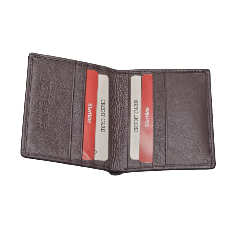 STARHIDE Menâ€™s Soft Two Fold Real Leather Small Wallet with A Banknote Compartment 205