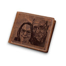 Personalised Photo Wallet For Men, RFID Blocking Custom Engraved Real Distressed Hunter Leather Purse, Coin Pocket Wallet, Best Gift Men