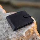 Black Real Leather Wallets for Men - RFID Blocking Wallet Men UK - Bifold Card Case Purse Wallet with 3 Clear ID Window Pockets and Coin Pouch