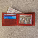 Personalised Wallet, Men's Custom Engraved Wallet Brown Leather Wallet, Boyfriend Gift for Him Men Dad Husband, Red Wallet Christmas Gift