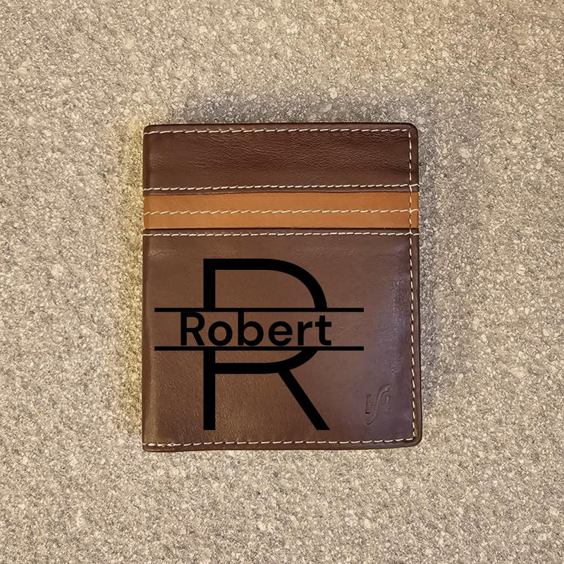Custom Engraved Wallet For Men - Luxury Brown Tan RFID Blocking Man Wallet Cardholder Coin Pocket Purse 1130