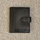 Engraved Personalized Leather Wallet Men Women Soft Genuine Leather Credit Card Holder Wallet with  Banknote Compartment Black