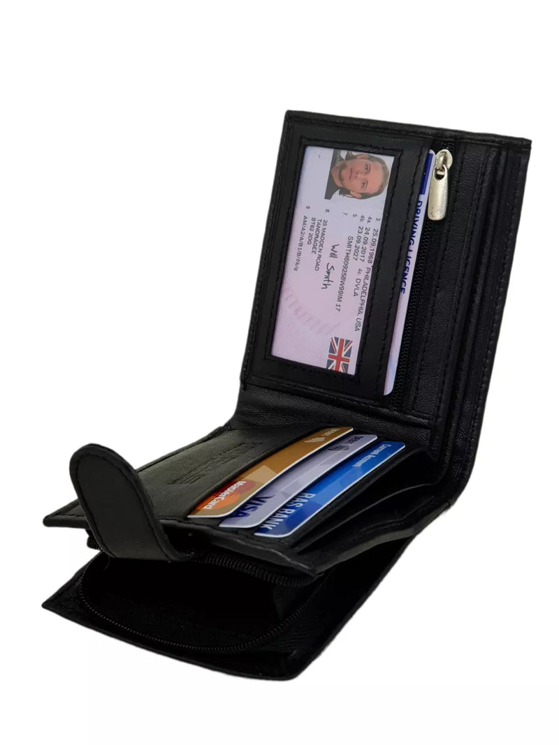 Mens Personalised Engraved Soft Black Leather Wallet Birthday Gift Dad Grandad