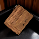 Custom Personalised Engraved Leather Wallet Zipped Pocket Purse For Men Women