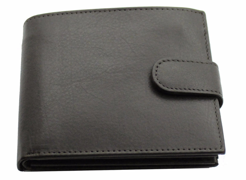 Mens Real Leather 18 Credit Card Pocket Wallet Purse & 2 ID Window RGX07 Black