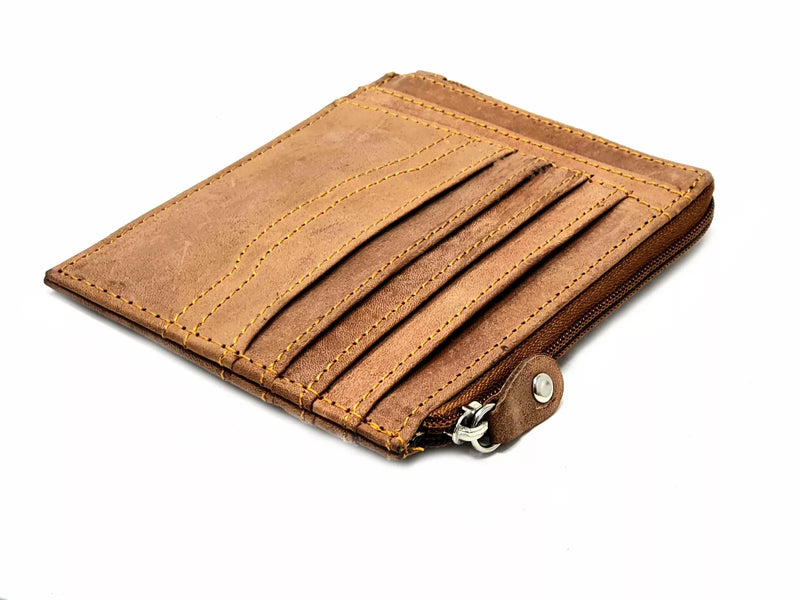 Custom Personalised Engraved Leather Wallet Zipped Pocket Purse For Men Women