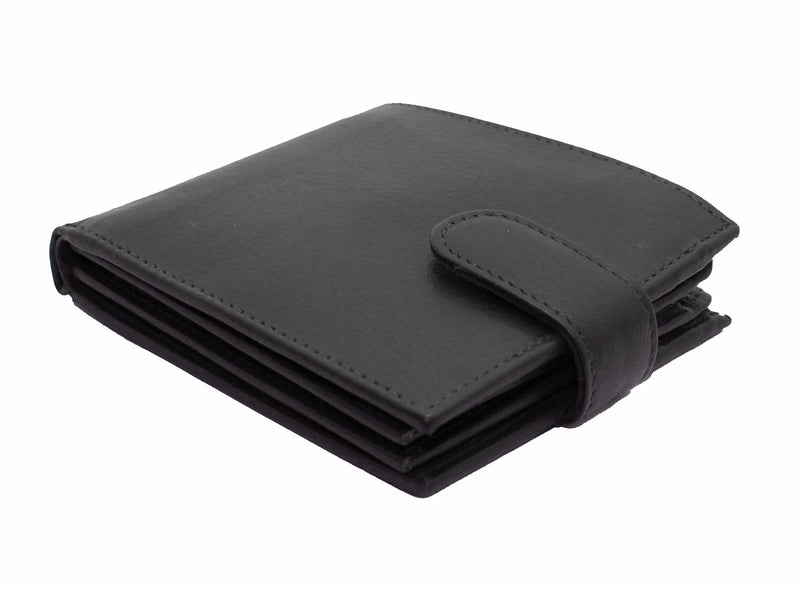 Mens Real Leather 18 Credit Card Pocket Wallet Purse & 2 ID Window RGX07 Black