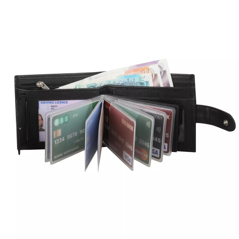 Mans Personalised RFID Soft Leather Wallet Credit Cardholder Zip Coin Pocket