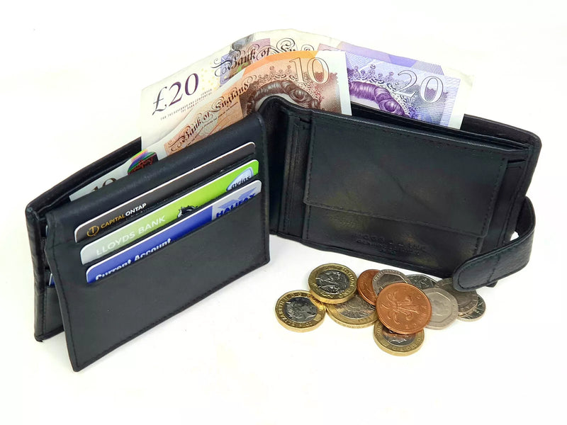 Personalised Man Wallet 100% Leather RFID SAFE Contactless Card Blocking ID Protection BB40