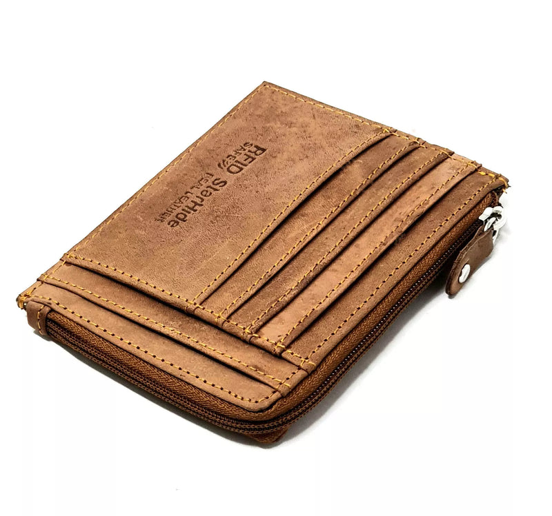 Custom Personalised Engraved Leather Wallet Zipped Pocket Purse For Men Women