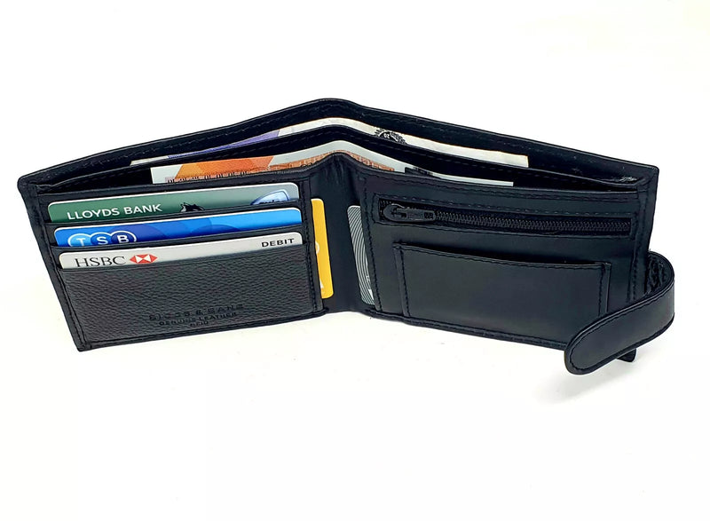 Personalised Men's Leather RFID Blocking Wallet Slim Bifold Style Zip Coin Pocket Purse BB37